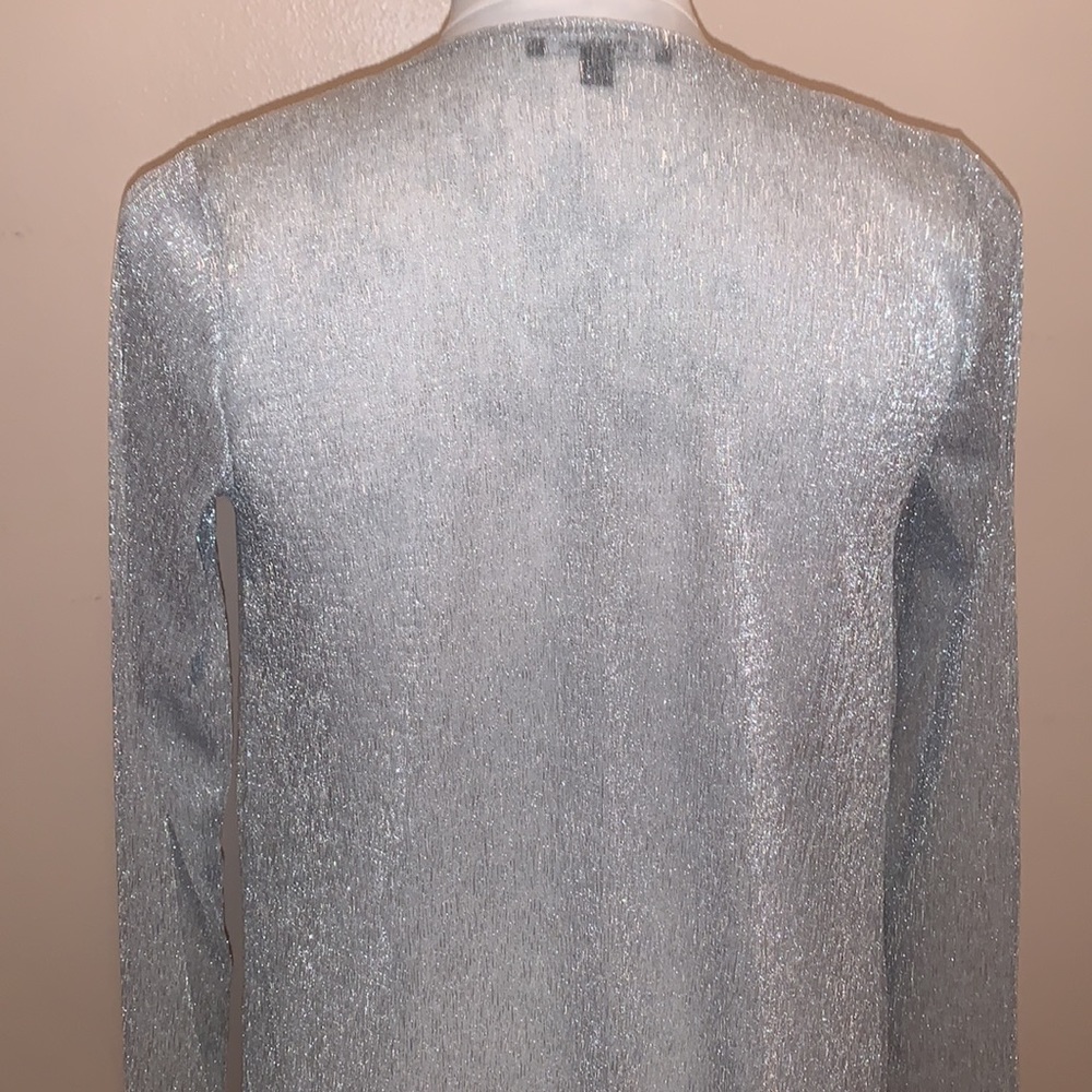 ONYX Nite Silver Shimmer Long Sleeve Long Drape Frond Cardigan - Picture 4 of 9